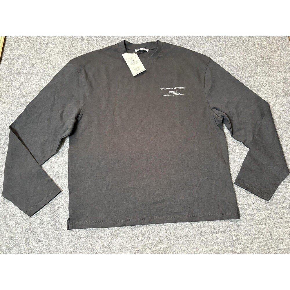 Zara Sweatshirt Mens Large Black Pullover Knit UNCOMMON AESTHETIC Graphic